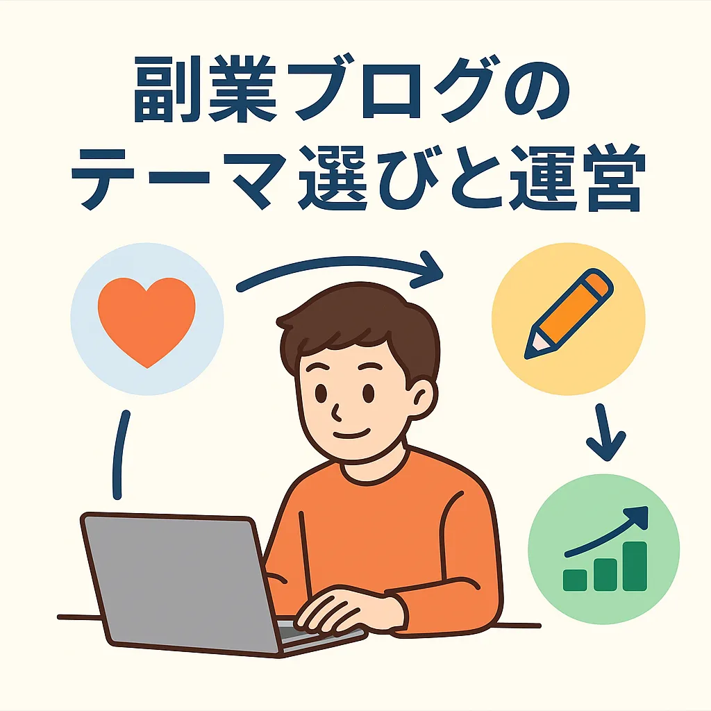 副業ブログで何を書くか迷ったら？月5万円稼ぐテーマ選びの羅針盤！初心者でも人気のネタが見つかるアイキャッチ