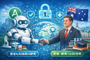 AI企業と政府が安全なAI活用について連携するイメージ