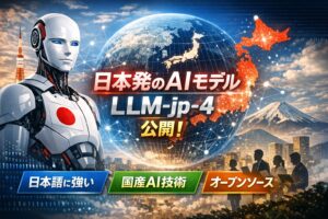 日本発のAIモデル公開をイメージした図