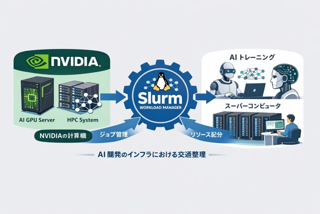 NVIDIAとSlurmの関係をイメージした図