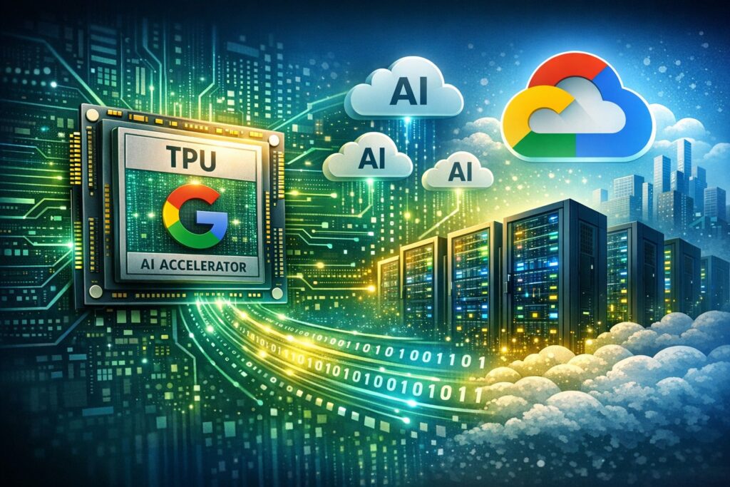 GoogleのAI向けチップとデータセンターのイメージ図